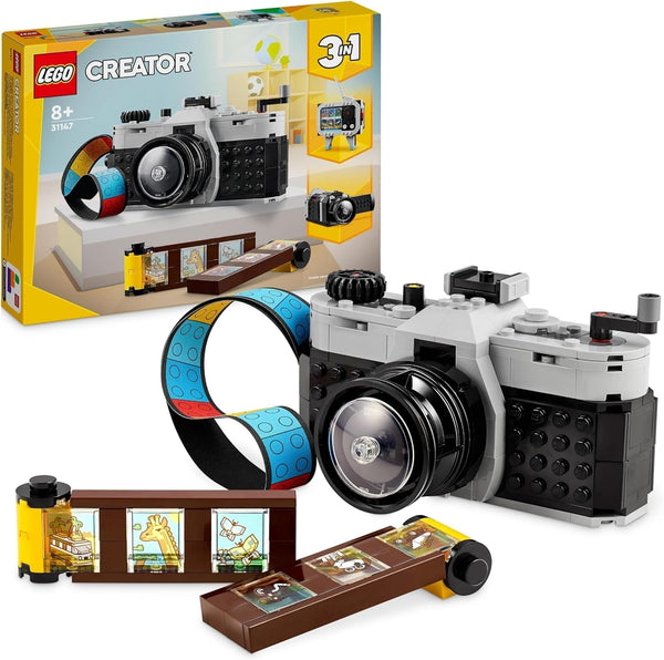 LEGO Creator 3In1 Retro Camera Toy, Camera video, Set TV, Decorațiuni de birou pentru copii sau accesorii pentru dormitor, Cadouri de fotografie pentru fete și băieți de la 8 ani 31147 Seturi de constructie Besuche den LEGO-Store Singur