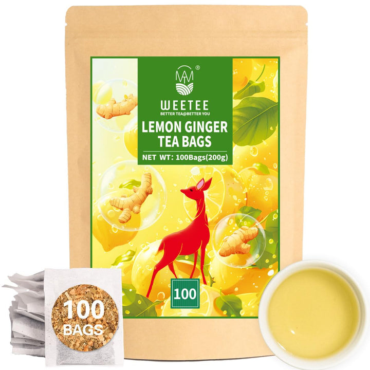 WEETEE Pliculețe de ceai cu turmeric, ghimbir și scorțișoară, 2 g x 100 bucăți Pliculețe de ceai cu turmeric, ghimbir și scorțișoară, ceai cald, picant și ușor dulce cu turmeric și ghimbir, bogat în antioxidanți, ceai cu mirodenii fără cofeină