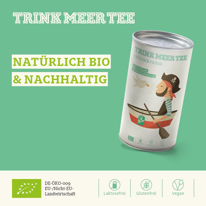 Bea mai mult ceai FRISCHER FRIESE - Ceai din plante bio | Amestec de mentă | Ceai de mentă bio | Ceai vrac în cutie de ceai | Cadou I 50 G