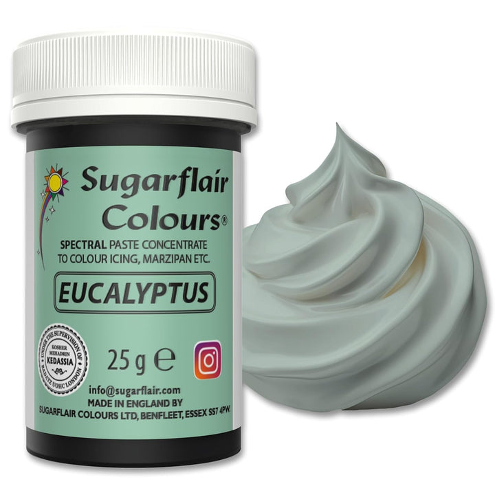 Sugarflair Spectral Eucalyptus Lebensmittelfarbe Paste, Hochkonzentrierte Lebensmittelfarbe Für Buttercreme, Zuckerpaste, Royal Icing, Kuchenmischungen Und Mehr! Lebensmittelfarbstoff - 25G Coloranti Alimentari Naty Shop Eucalyptus
