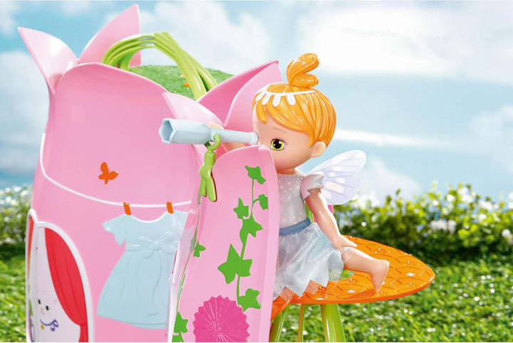BABY Born Storybook Cottage, Casă de păpuși pliabilă pentru păpuși de 18 cm cu masă, șemineu, șezlong și telescop, roz verde, 833803 Zapf Creation Casute de papusi Naty Shop