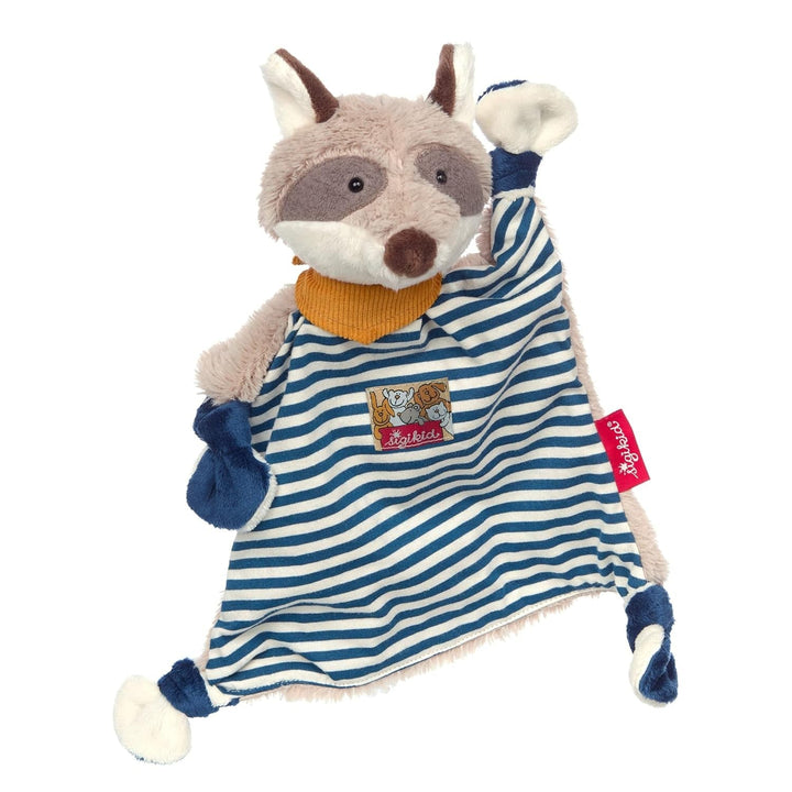 SIGIKID 40675 Păturică activă de pluș iepure PlayQ fete și băieți jucărie pentru copii recomandată de la naștere bej Jucarii Bebe Naty Shop Albastru/gri/raccoon