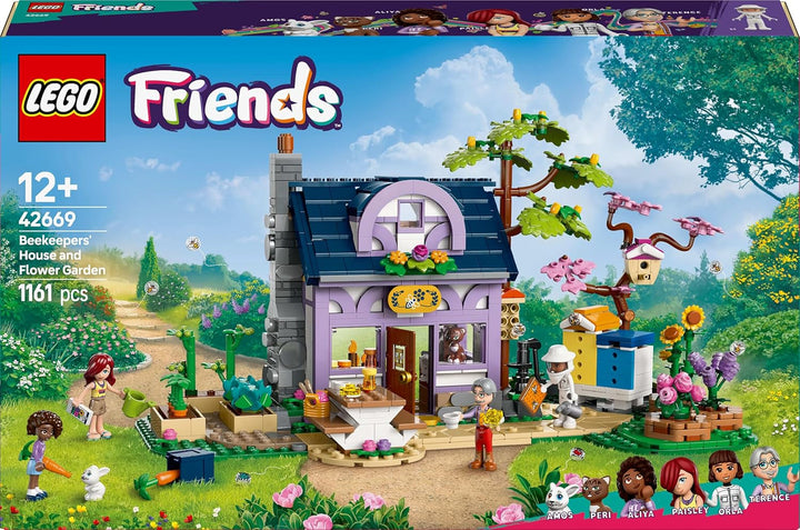 LEGO Friends House And Flower Garden The Beekeeper, set de construcție, set de joacă în natură, cadou pentru fete de la 12 ani, set cu model construibil, 4 minifigurine și figuri de animale, pisică și iepure 42669 Seturi de constructie Besuche den LEGO-Store