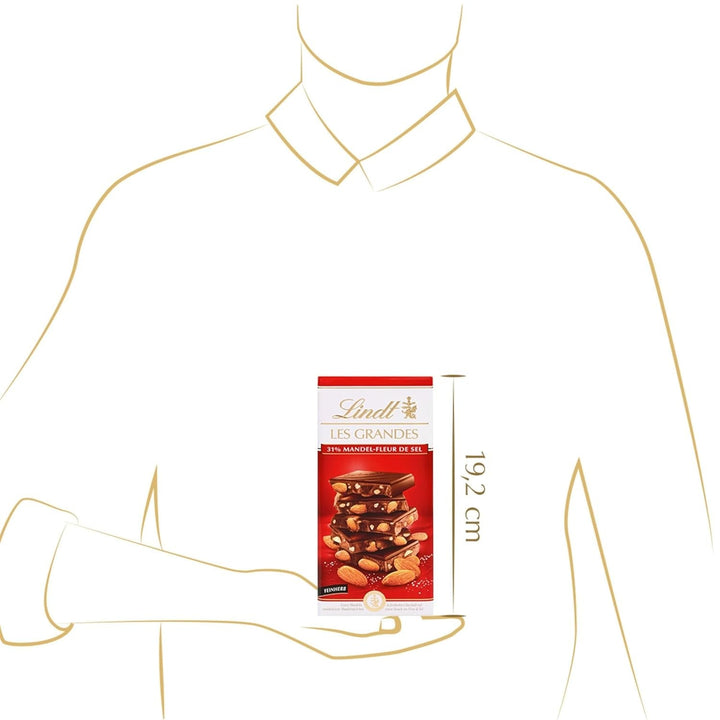 Lindt, Migdale sărate și bucăți de migdale caramelizate în ciocolată neagră fină, 150 grame Bomboane de Ciocolata Naty Shop