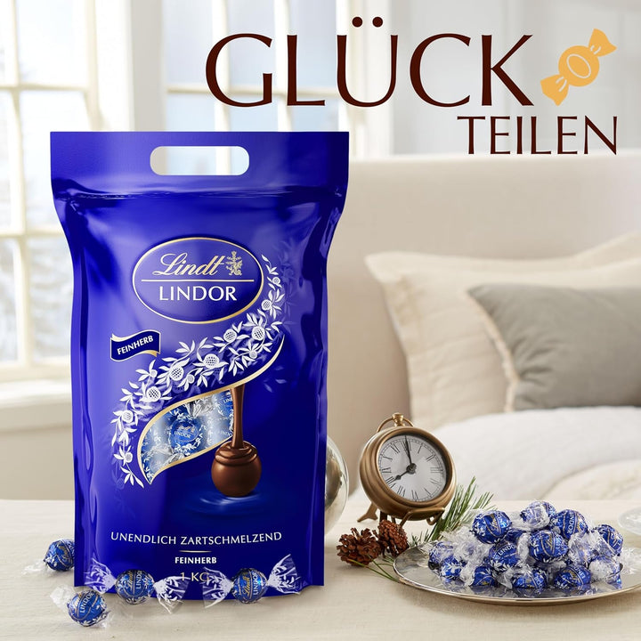 Lindt LINDOR Biluțe de ciocolată Fine Herb, aproximativ 80 sfere de ciocolata, 1 Kg Bomboane de Ciocolata Naty Shop
