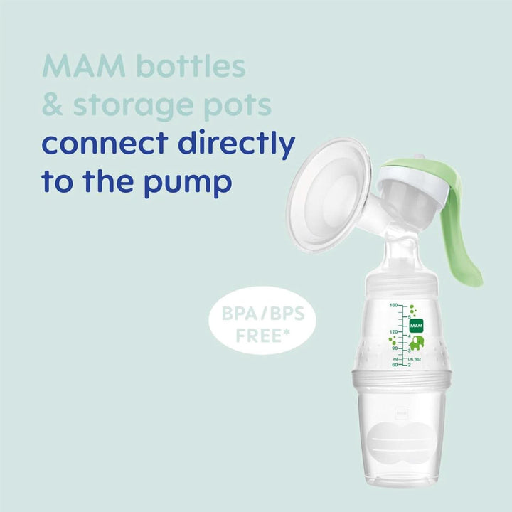 Pompă de sân de mână MAM - pompă de sân confortabilă și compactă pentru lapte matern care include 1 biberon anti-colici MAM Easy Start Accesorii Hrana si Alaptare Bebe Naty Shop