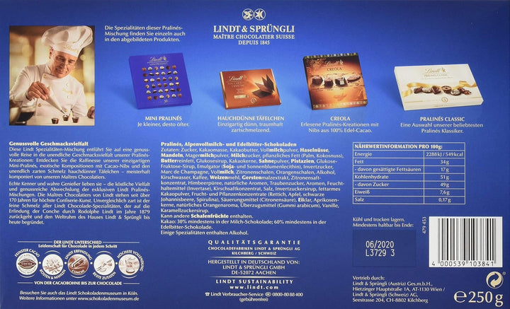 Specialități Lindt, 250 grame Bomboane de Ciocolata Naty Shop