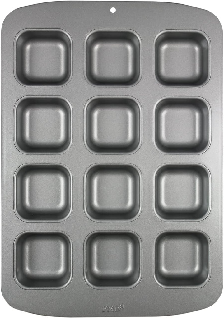 CSB106 Quadratische Antihaftbeschichtete Backform Mit 12 Minilöchern Aus Karbonstahl, Edelstahl, Silver, 37.3 X 26.1 X 3.1 Cm Matrite si tavi pentru copt Naty Shop