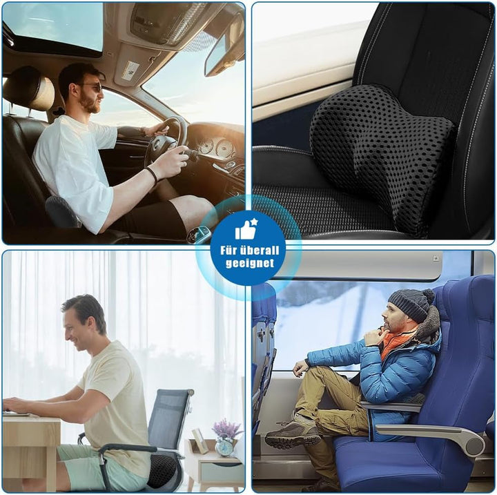 Pernă lombară spate, pernă lombară ergonomică din spumă cu memorie, pernă spate mașină, pernă de sprijin lombar pentru scaune auto și scaune de birou (negru) Perne lombare Naty Shop