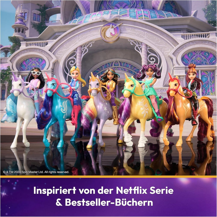 Unicorn Academy AVA și Unicorn Leaf Set - Figurine originale de aproximativ 12 cm înălțime din popularul serial Netflix Cu două accesorii și perii de păr Pentru jocuri de rol imaginative, pentru copii cu vârsta de 4 ani și peste Action figures Naty Shop
