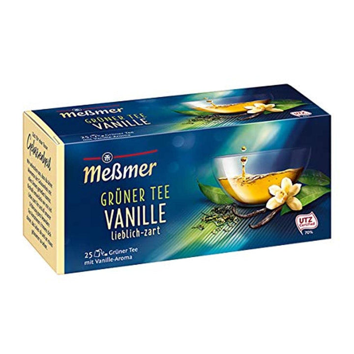 Ceai verde Meßmer cu ghimbir și miere | 25 pliculețe de ceai | Vegan | Fără gluten | Fără lactoză