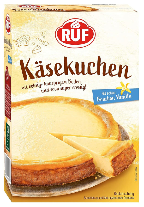 RUF Cheesecake Baking Mix, Cheesecake cu aluat crocant Crumble, prăjitură super cremoasă cu vanilie Bourbon reală, preparare ușoară Naty Shop Plăcintă cu brânză 570 grame