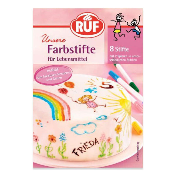 RUF, Set 8 carioci alimentare cu 2 varfuri Coloranti Alimentari Naty Shop