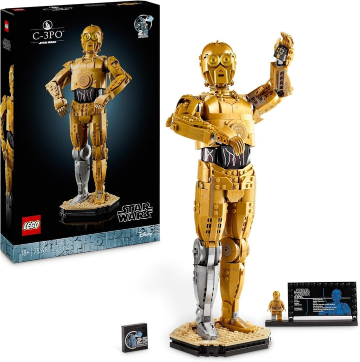 LEGO Star Wars C-3PO B, droid construibil, model de colecționat, construit și expus, idee de cadou nostalgic pentru adulți și fani, piesă de colecție, Playset fantezie 75398 Seturi de constructie Besuche den LEGO-Store Singur