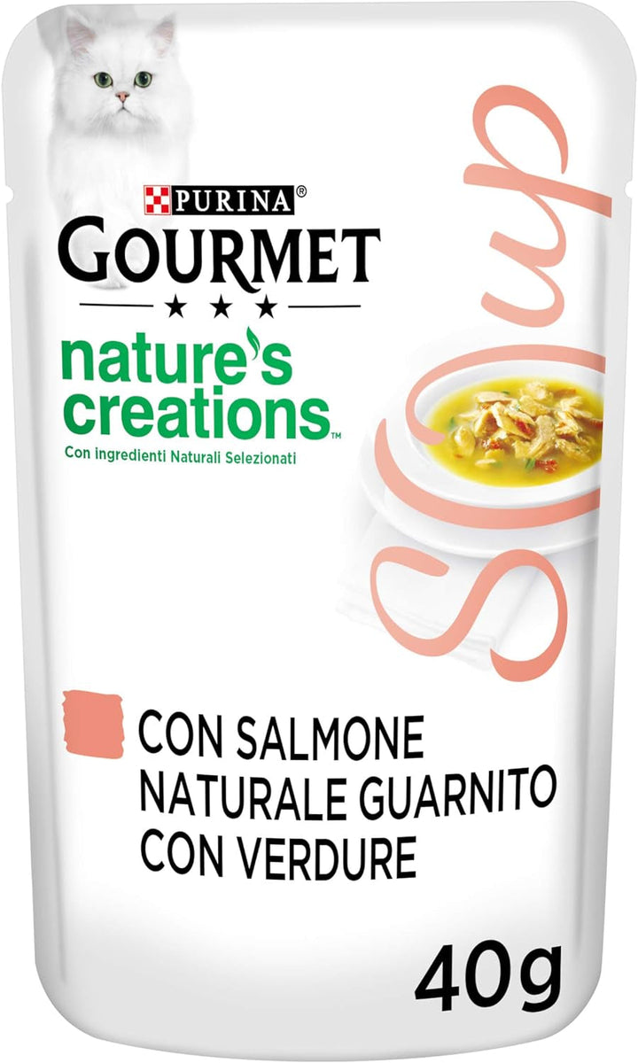 Crystal Delicate Soup Stock For The Cat, cu somon natural, garnisită cu legume, 40 G, 32 bucăți