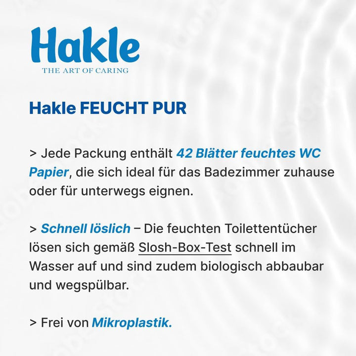 Hakle Feucht Pur Într-un pachet de 12, 504 șervețele (12 X 42 foi), Șervețele umede hrănitoare, Șervețele umede cu 99% apă, Șervețele umede rapid solubile în apă
