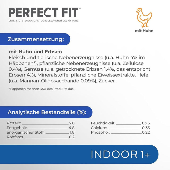 Pungi porționate pentru pisici PERFECT FIT™ pentru interior cu pui 12 X 85G