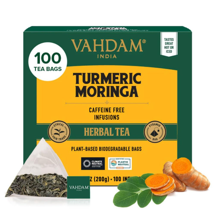 VAHDAM Ceai Chai Masala cu cardamom | 100 pliculețe piramidale | Ceai negru indian cu cardamom măcinat | Amestec original Chai cu cardamom din India | 100% natural
