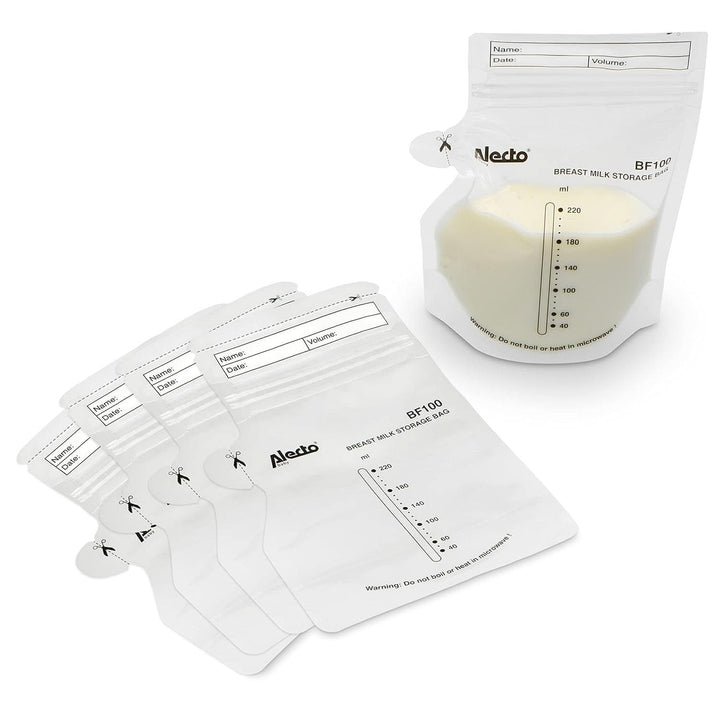 BF100 Pungă de depozitare pentru lapte matern - Pungă pentru lapte matern - capacitate 220 Ml - 100 bucăți - Transparent Accesorii Hrana si Alaptare Bebe Naty Shop