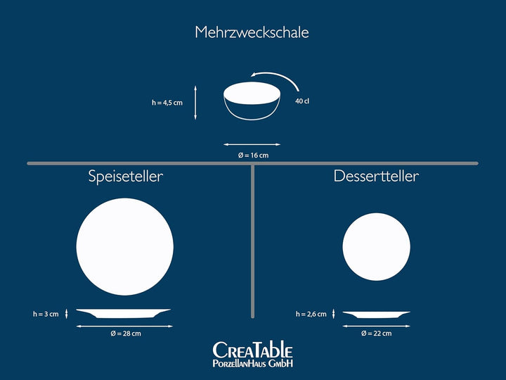 Creatable, 24222, Serie Uno in Vino Veritas, 12-Teiliges Geschirrset Für 4 Personen, Teller Set Aus Steinzeug, Spülmaschinen- Und Mikrowellengeeignet, Made in Portugal Seturi vesela masa Naty Shop