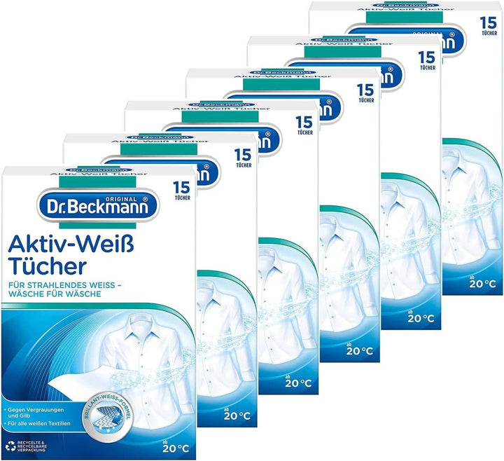 Șervețele Dr. Beckmann Fest, Active-White, 15 șervețele Detergenti Rufe Naty Shop Set 6 pachete, Alb