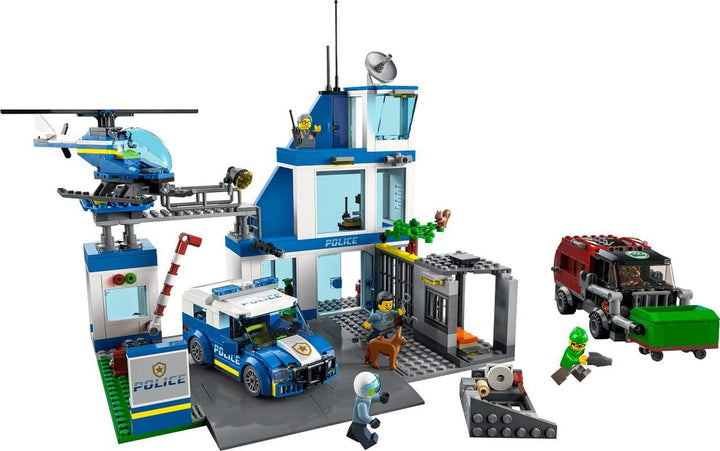 Stație de poliție LEGO 60316 City cu mașină de poliție, mașină Mill și elicopter, clădire construibilă cu 3 figuri, jucărie de poliție pentru băieți și fete de la 6 ani, cadou pentru copii Seturi de constructie Besuche den LEGO-Store