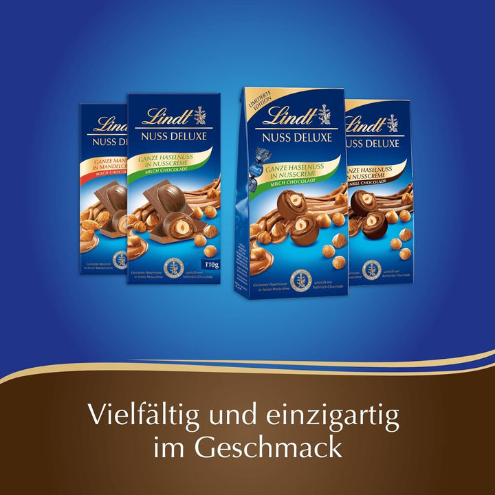 Lindt Chocolate NUT DELUXE, sfere din ciocolata cu lapte si aluni intregi, 98 grame Bomboane de Ciocolata Naty Shop
