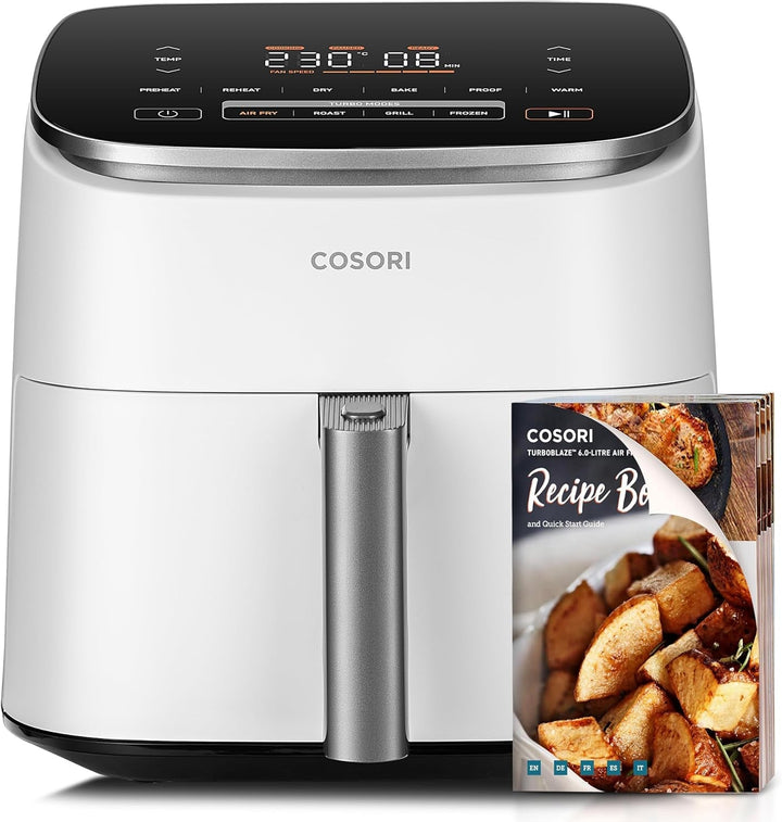 Cosori Turboblaze Hot Air Fryer Airfryer, 9-In-1, 6 litri, silentioasa Electrocasnice Naty Shop Alb Turboblaze