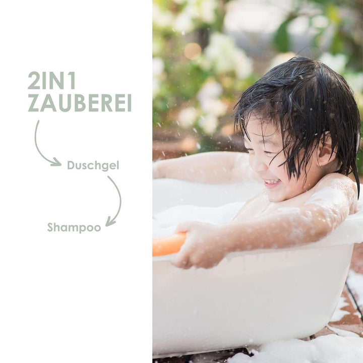 Jean & Len 2 in1, Gel de duș și șampon pentru copii sensibili, 200 ml Duș și baie Naty Shop