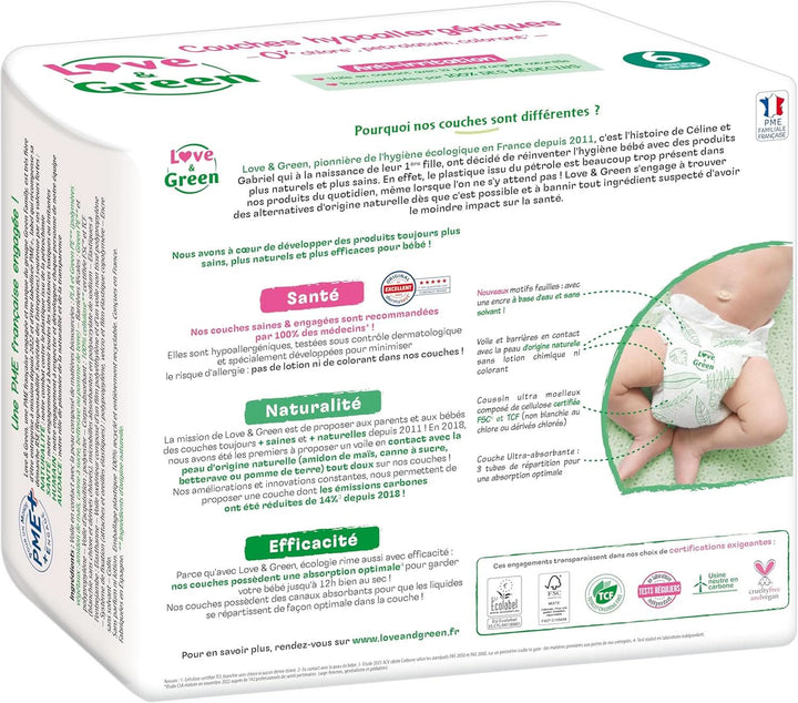 Love & Green, Scutece pentru bebeluși, hipoalergenice, mărimea 6 (34 unități) Mama si Copilul Naty Shop