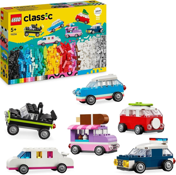 LEGO Classic Creative Vehicles, set de cărămizi de construcție pentru mașini model colorate, inclusiv camion, mașină de poliție și vehicule de construcții, mașini de jucărie construibile pentru copii, cadou pentru băieți și fete de la 5 ani 11036 Seturi de constructie Besuche den LEGO-Store Singur