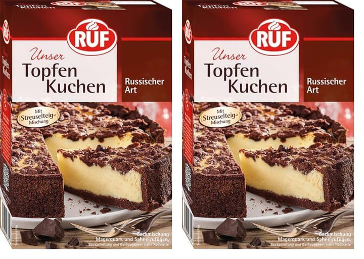 RUF Cheesecake Baking Mix, Cheesecake cu aluat crocant Crumble, prăjitură super cremoasă cu vanilie Bourbon reală, preparare ușoară Naty Shop Prajitura cu brânză 2 x 700 grame