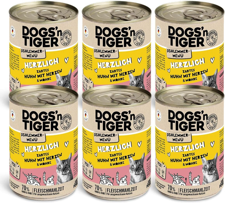 Dogs'N Tiger Gourmet Menu Glückskind, hrană umedă pentru pisoi, pui suculent și păstrăv - fără cereale, zahăr adăugat, conservanți artificiali, compatibilitate optimă, 6X400G