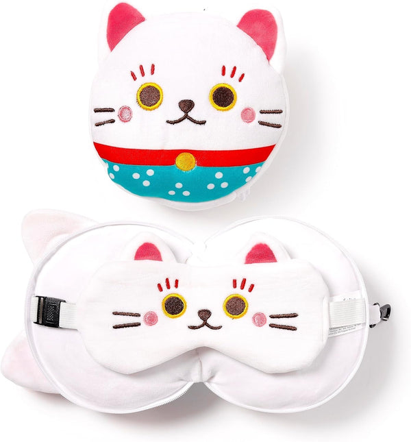 Pernă de călătorie cu mască Relaxeazzz - Maneki Neko pisica norocos farmec Perne calatorie Naty Shop Titlu implicit