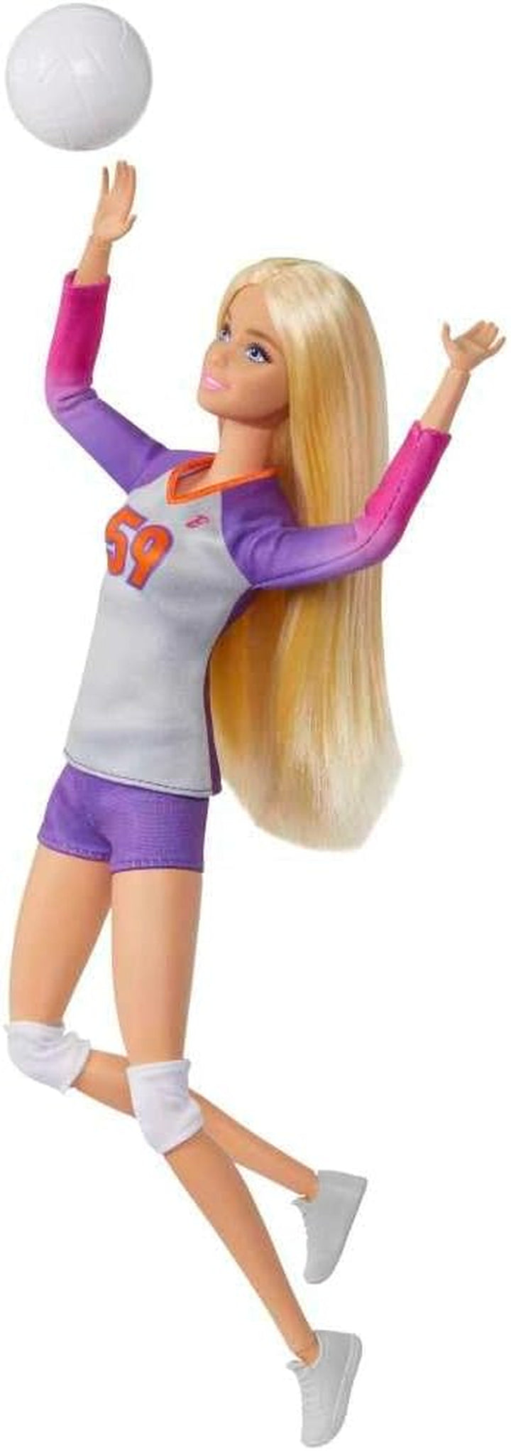 Barbie Made to Move - Păpușă jucătoare de volei cu tricou și minge - 22 de articulații pentru joc realist, include volei și îmbrăcăminte sport, HKT72 Papusi Naty Shop