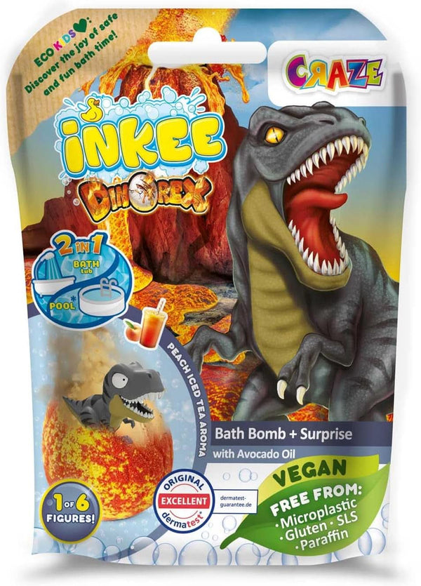 INKEE SURPRISE DINO, bombă de baie în formă de oucu figuri de dinozaur si surprize, 100 grame Duș și baie Naty Shop 1 x Dinorex