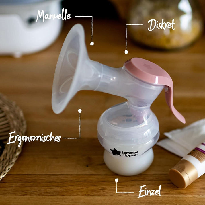 Tommee Tippee Made for Me Manuelle Einzel-Milchpumpe, Starke Saugkraft, Ergonomischer Griff, Tragbare Und Leise Milchpumpe, Samt Babyflasche Accesorii Hrana si Alaptare Bebe Naty Shop