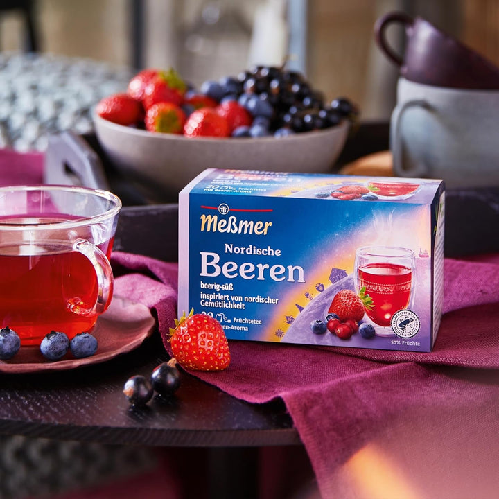 Ceai Meßmer Ländertee | Fructe de pădure nordice | 20 pliculețe de ceai | Fără gluten | Fără lactoză | Vegan
