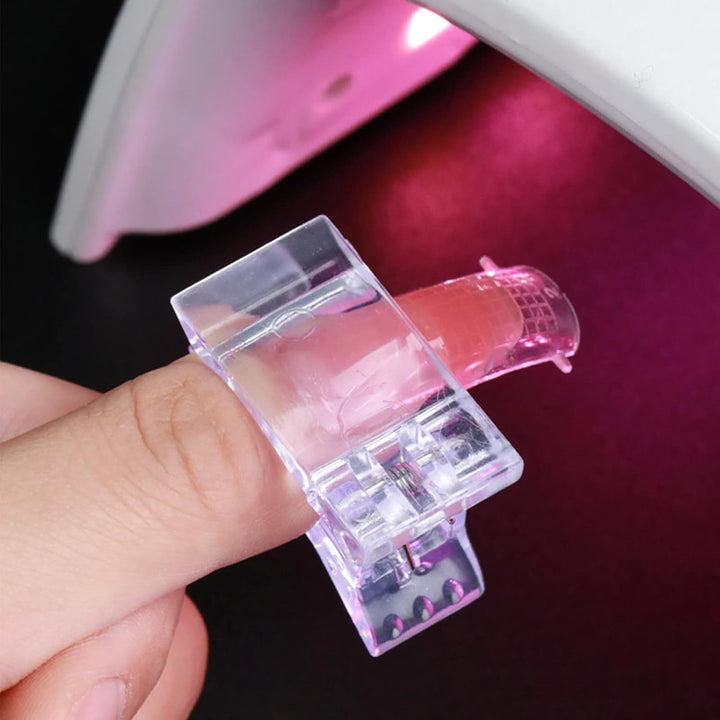 Cleme pentru unghii, cleme pentru manichiură, cleme transparente pentru unghii, Cleme transparente Polygel, construcție rapidă pentru extensii de unghii, asistent cu gel, 10 bucăți