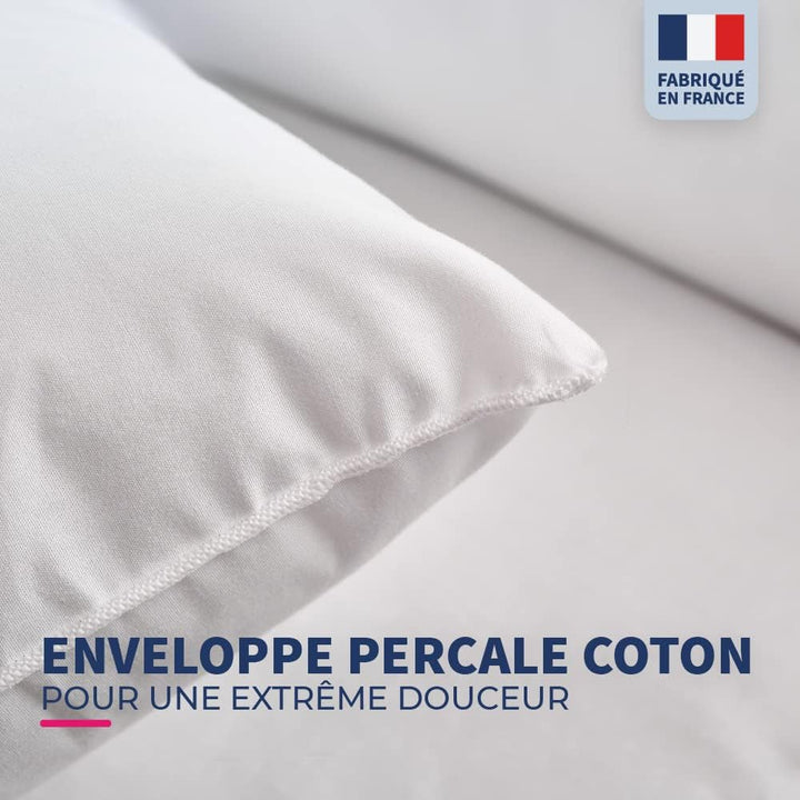 Blue Câlin Set de 2 perne cu confort ferm "Alaska", super umplutură, 100% bumbac Percale Envelope, alb, 65 X 65 cm formă pătrată Perne standard Naty Shop