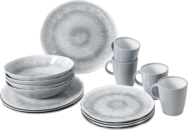 ESS Geschirr, melamină, set prânz, 16 piese Seturi vesela masa Naty Shop Stonetouch Pearl