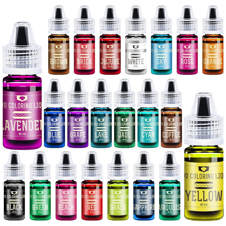 Lebensmittelfarbe - 30 X 10Ml Lebendige Lebensmittel Farben Zum Backen, Kuchen Dekorieren, Zuckerguss, Kekse, Fondant Und Macaron - Flüssige Food Coloring Für Die DIY Seifenherstellung Und Basteln Naty Shop 22 Farben