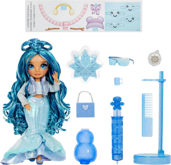 Rainbow High Winter Wonderland - Skyler (albastru) - păpușă de modă de 28 cm, cu zăpadă magică ascunsă care se acumulează cu apă, cu set de om de zăpadă, potrivită pentru copii de la 4-12 ani și colecționari Papusi Naty Shop