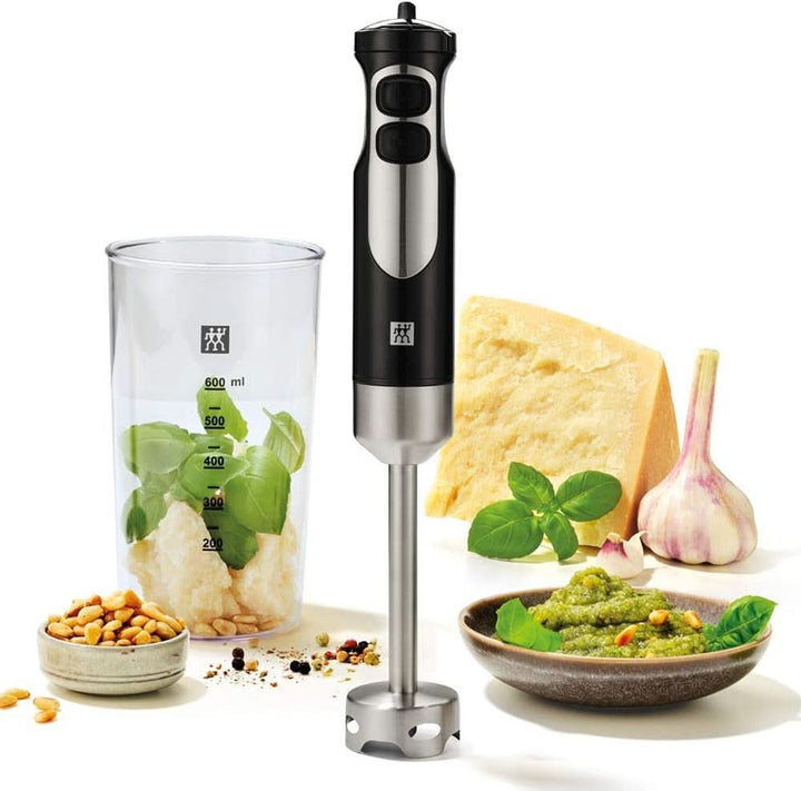 ZWILLING Stabmixer, Inkl. 600 Messbecher, 550 Watt, 18/8 Stainless Steel, Edelstahl/Schwarz Mama si Copilul Naty Shop