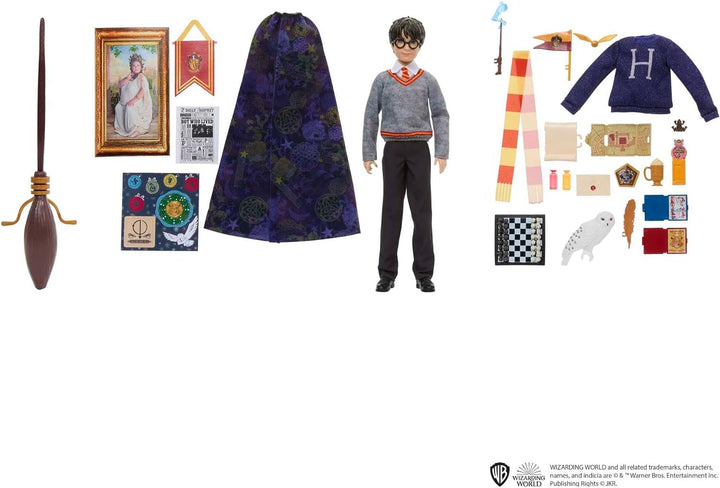 HARRY POTTER Calendarul de Advent Gryffindor - 24 de povești, surprize magice, Camera comună Hogwarts, chip realist, pentru fanii cu vârsta peste 6 ani, HND80 Papusi Naty Shop