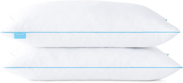 Pernă Linenspa 40X80 Cm - Set de 2 - Pernă cu fermitate medie - Oeko-Tex - Fabricată din fulgi de spumă de memorie mărunțită, albă Perne standard Naty Shop 40 X 80 Cm