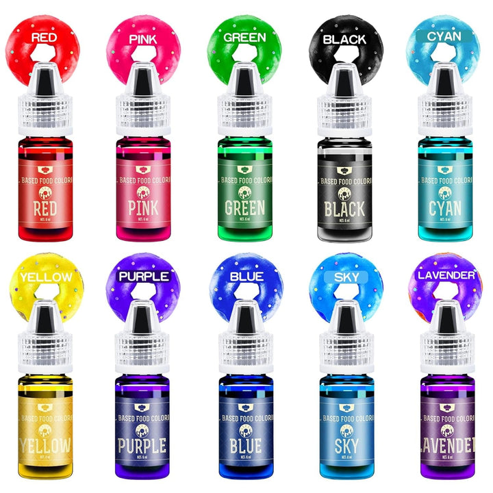 Fettlösliche Lebensmittelfarbe Für Schokolade - 10 Farben Ölbasis Lebensmittelfarben Fondant, Backen, Kuchen, Kekse - Flüssige Geschmacklos Food Coloring Für Kakaobutter, Torten, Buttercream - 6Ml Je Naty Shop