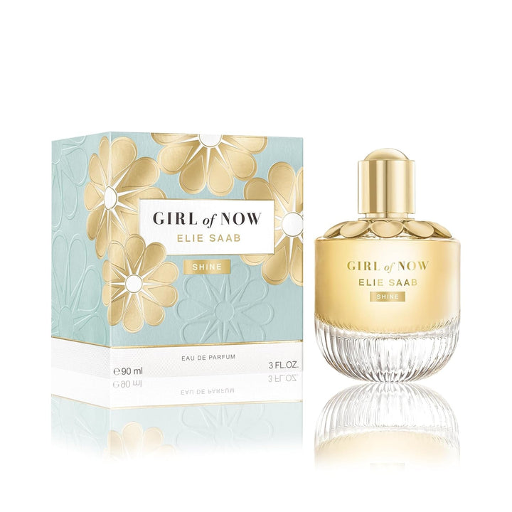 Elie Saab Girl of Now Shine 90 ml – Apă de parfum pentru femei – Parfum gurmand pudrat – Note de ananas, floare de migdal, vanilie și paciuli – Sticlă transparentă din sticlă