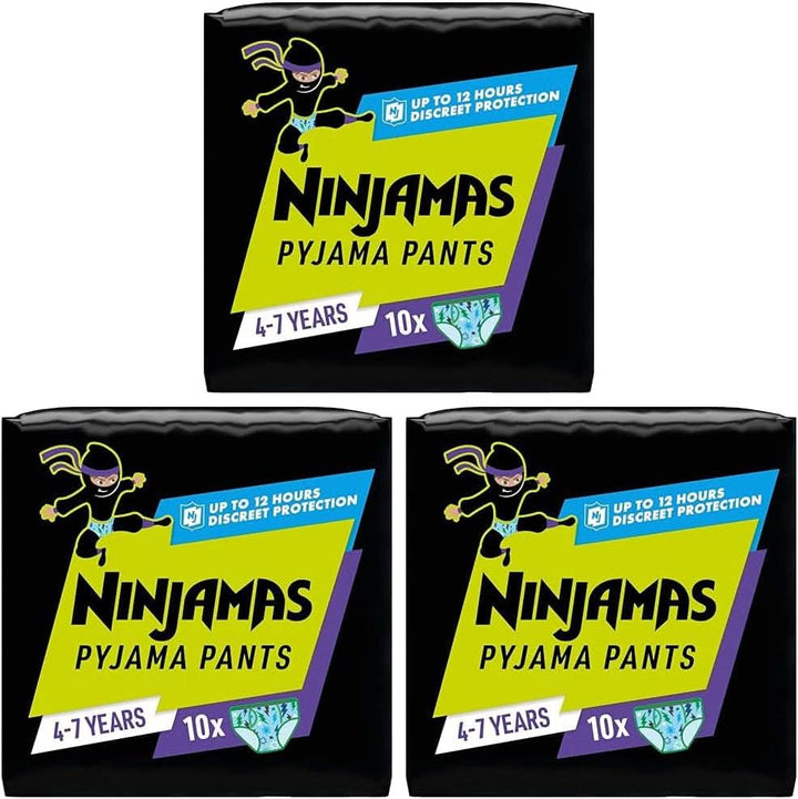 Pantaloni de pijama Ninjamas Spaceship, 10 pantaloni de noapte absorbanți, 7 ani, 17Kg-30Kg Mama si Copilul Naty Shop 30 bucati Băieți, 4-7 ani