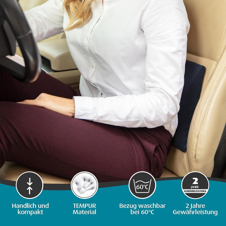 Pernă lombară TEMPUR Transit spumă cu memorie, pernă lombară ergonomică pentru călătorii și acasă, 30 X 25 cm, albastru Perne lombare Naty Shop